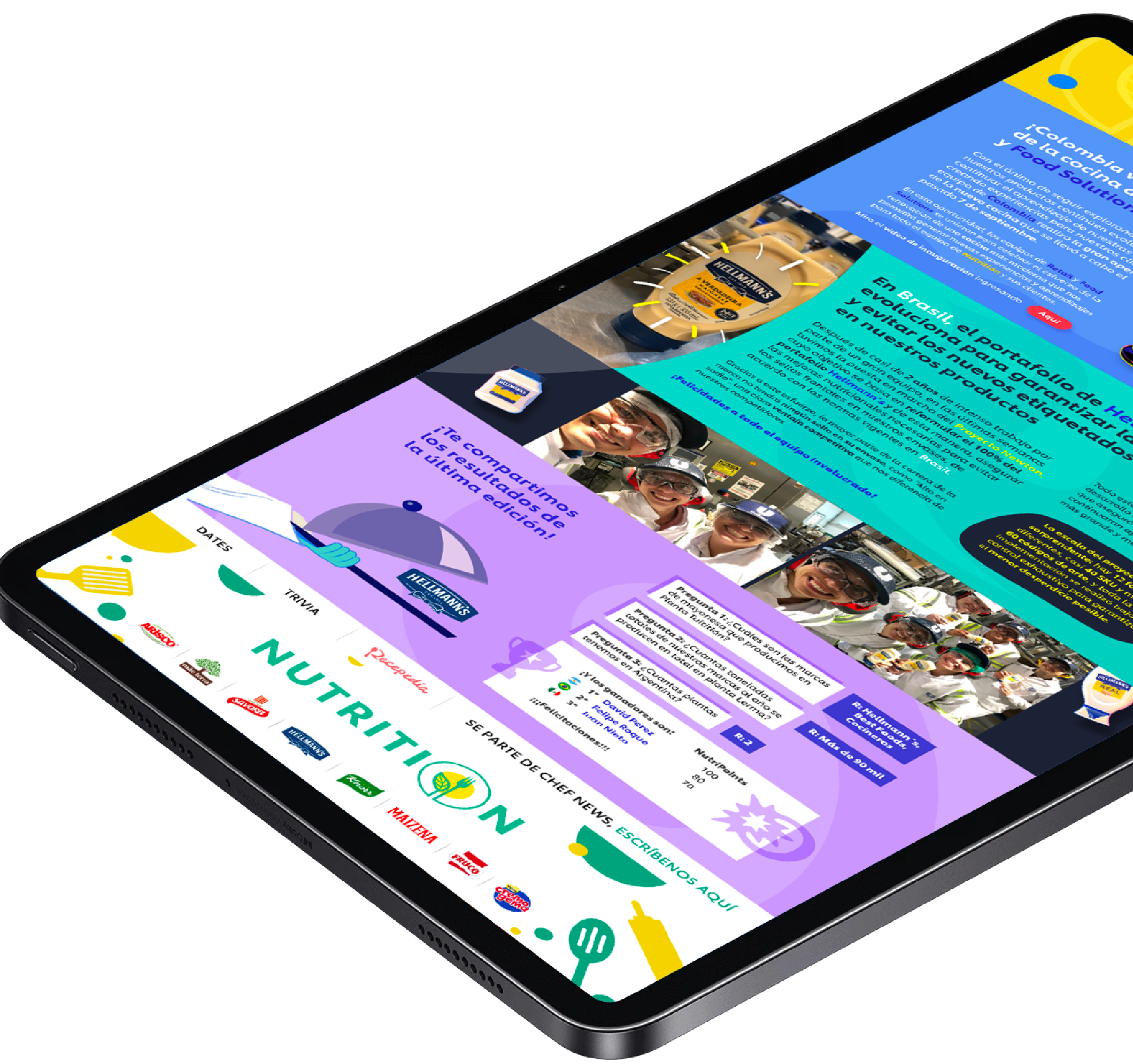 iPad isométrico con contenidos Nutrition News