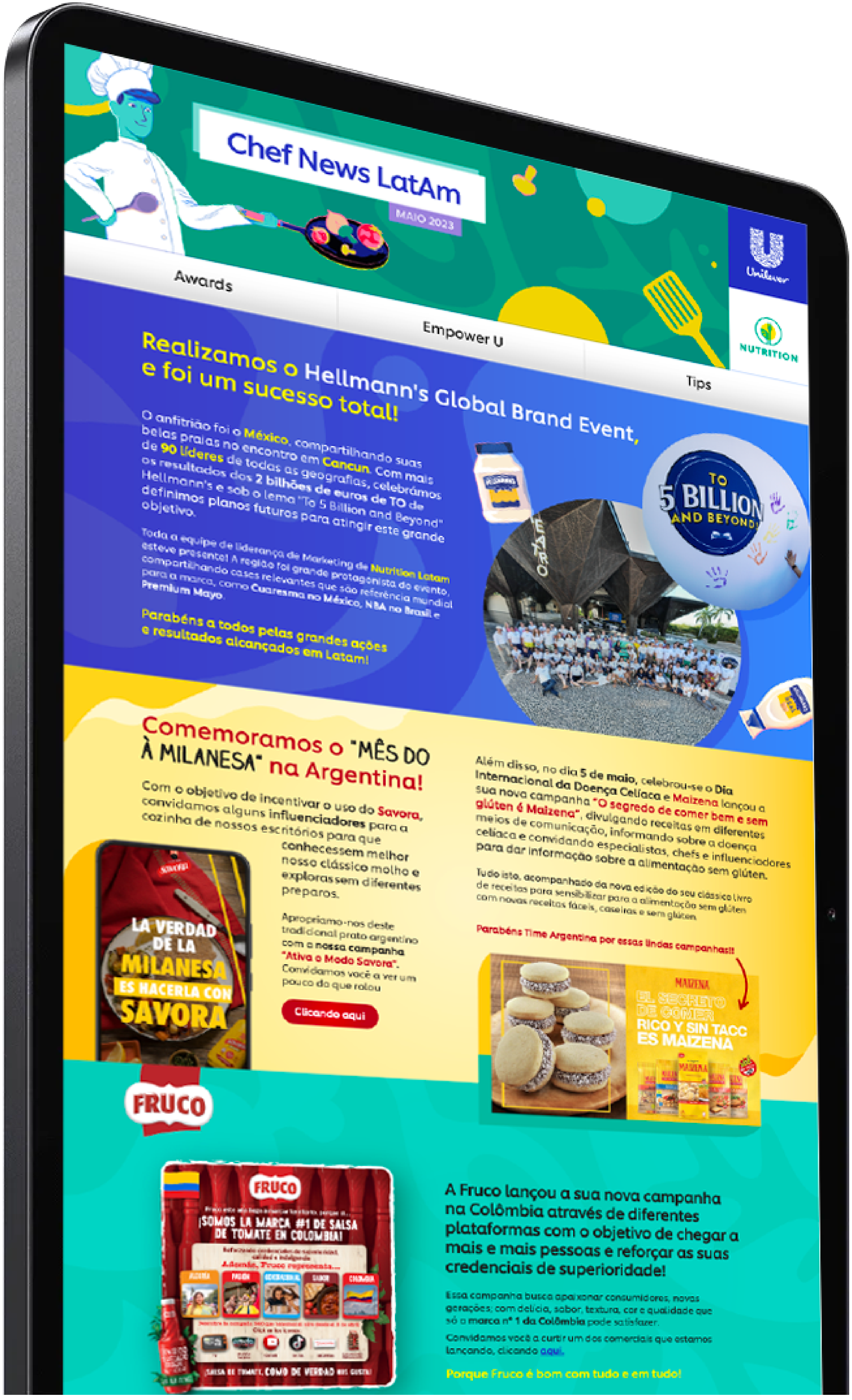 iPad vertical con Newsletter Chef News LatAm